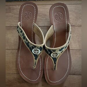 Tory Burch Black and Tan Wedges
